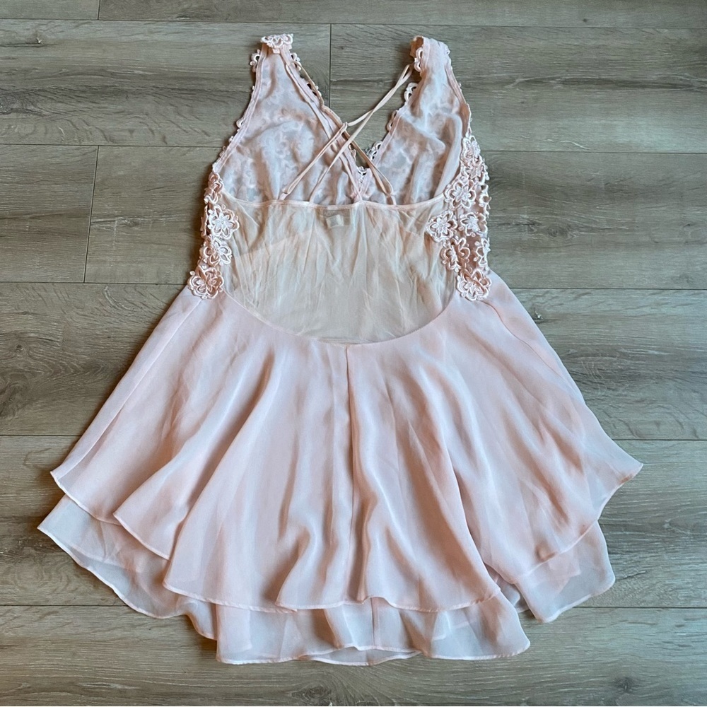 Vintage LaSenza lingerie negligee babydoll top crocheted floral for Spendida - Picture 4 of 9